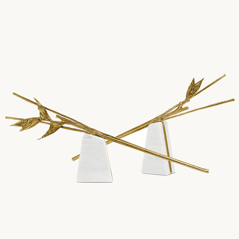 Escape Sculpture — marble and brass, front view, Maeve — House of Khatt