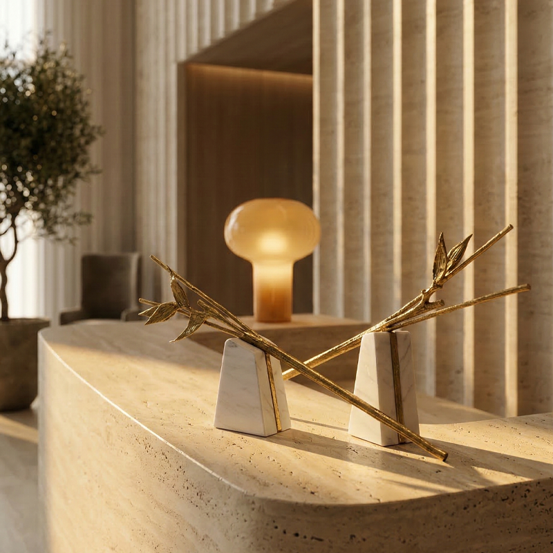 Escape Sculpture — marble and brass, close-up, Maeve — House of Khatt
