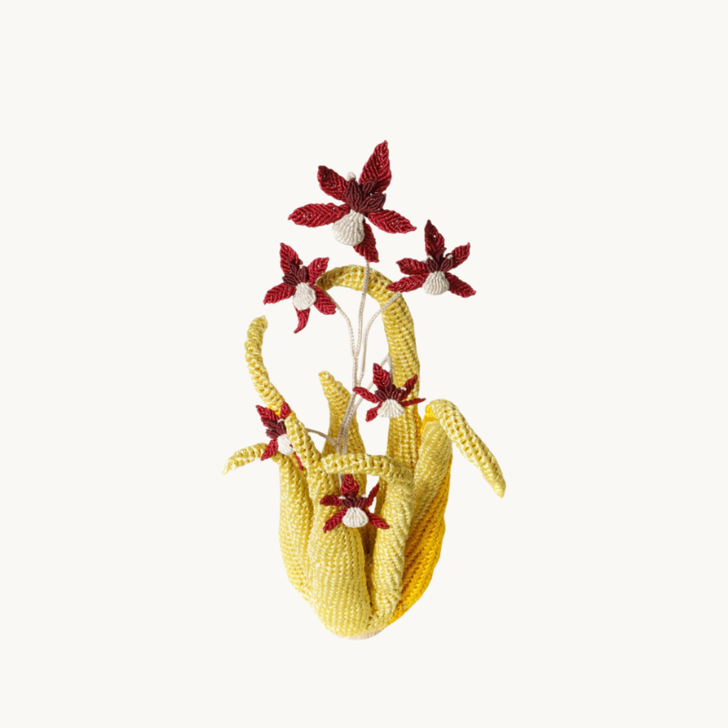 Main de Buddha et orchidées