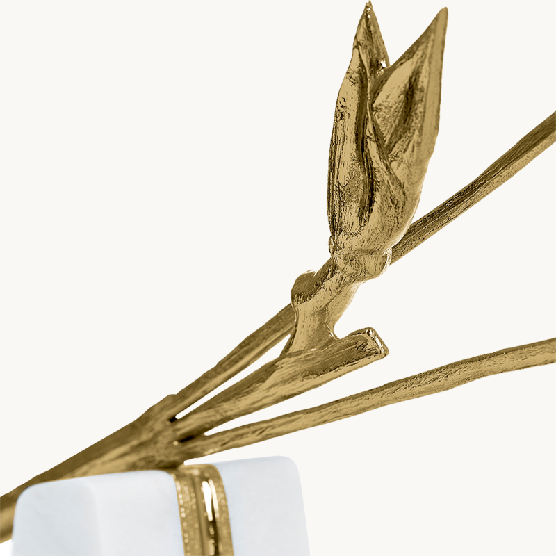 Escape Sculpture — marble and brass, detail view, Maeve — House of Khatt